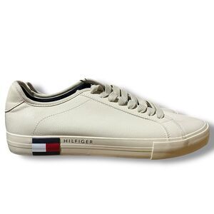 Tommy Hilfiger Sneakers Mens 9 Cream Raspy Lace Up Casual Logo Flag Preppy NEW